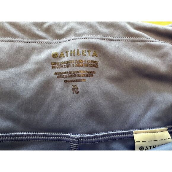 Athleta Mile Marker 2n1 Running Shorts Blue Purple Women’s Sz XL - Picture 6 of 8